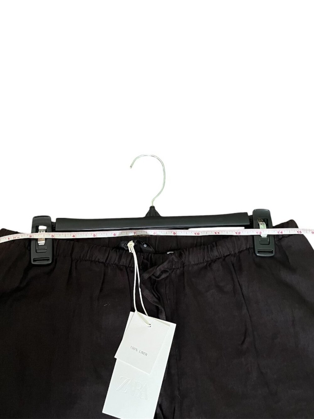 Zara ZW 100% Linen Brown Co‑Ord Set Shirt & Palazzo Pants Size Small Summer NWT - Picture 15 of 16